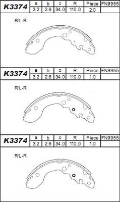 Asimco K3374 - Bremžu loku komplekts ps1.lv