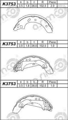 Asimco K3753 - Bremžu loku komplekts ps1.lv