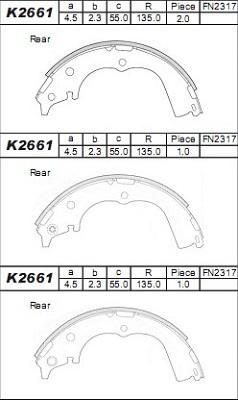 Asimco K2661 - Bremžu loku komplekts ps1.lv