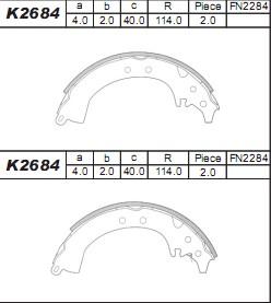 Asimco K2684 - Bremžu loku komplekts ps1.lv