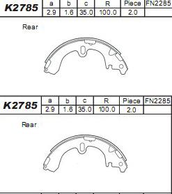 Asimco K2785 - Bremžu loku komplekts ps1.lv