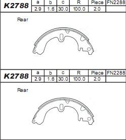 Asimco K2788 - Bremžu loku komplekts ps1.lv