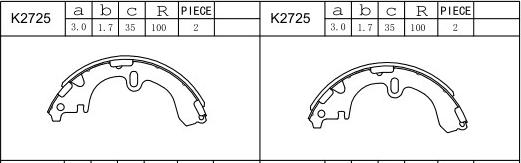 Asimco K2725 - Bremžu loku komplekts ps1.lv