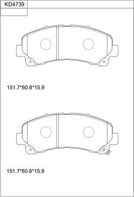 Asimco KD4739 - Bremžu uzliku kompl., Disku bremzes ps1.lv