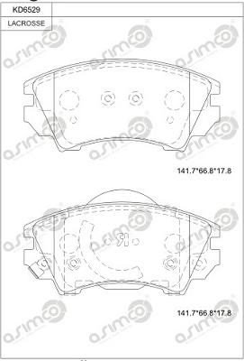 Asimco KD6529 - Bremžu uzliku kompl., Disku bremzes ps1.lv