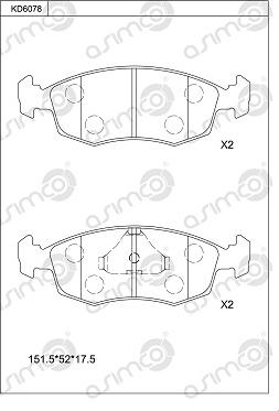 Asimco KD6078 - Bremžu uzliku kompl., Disku bremzes ps1.lv