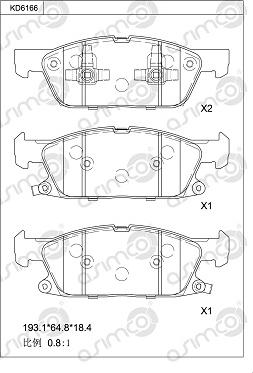 Asimco KD6166 - Bremžu uzliku kompl., Disku bremzes ps1.lv