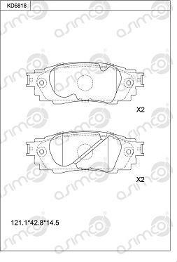 Asimco KD6818 - Bremžu uzliku kompl., Disku bremzes ps1.lv