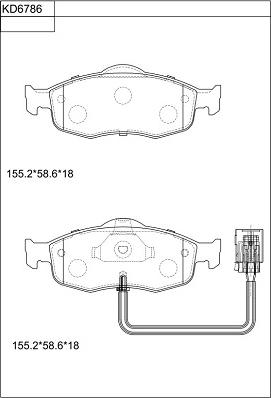 Asimco KD6786 - Bremžu uzliku kompl., Disku bremzes ps1.lv