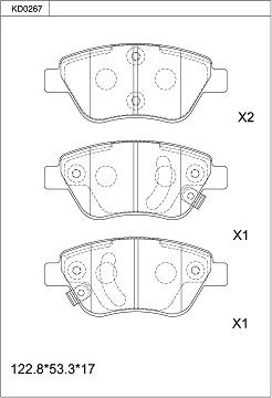 Asimco KD0267 - Bremžu uzliku kompl., Disku bremzes ps1.lv