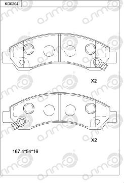 Asimco KD0204 - Bremžu uzliku kompl., Disku bremzes ps1.lv