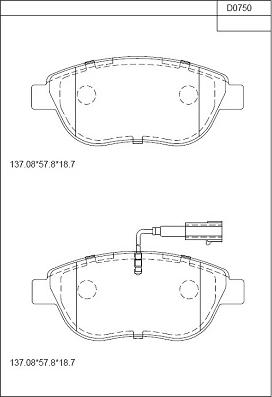 Asimco KD0750 - Bremžu uzliku kompl., Disku bremzes ps1.lv