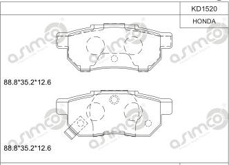 Asimco KD1520 - Bremžu uzliku kompl., Disku bremzes ps1.lv