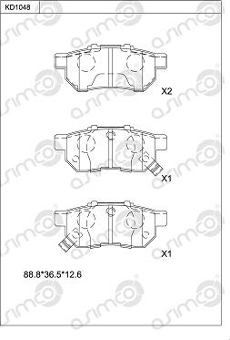 Asimco KD1048 - Bremžu uzliku kompl., Disku bremzes ps1.lv