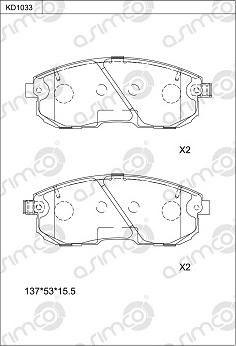 Asimco KD1033 - Bremžu uzliku kompl., Disku bremzes ps1.lv