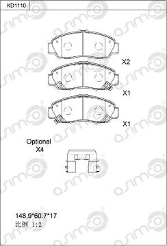 Asimco KD1110 - Bremžu uzliku kompl., Disku bremzes ps1.lv