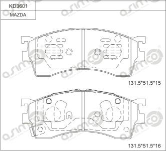 Asimco KD3601 - Bremžu uzliku kompl., Disku bremzes ps1.lv