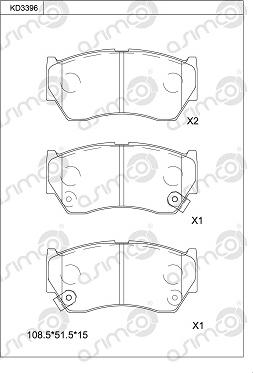 Asimco KD3396 - Bremžu uzliku kompl., Disku bremzes ps1.lv