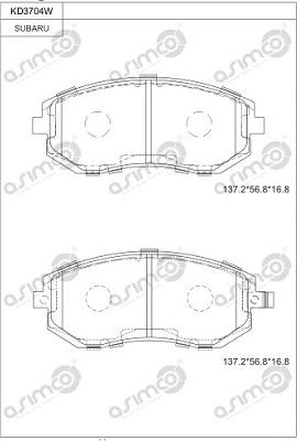 Asimco KD3704W - Bremžu uzliku kompl., Disku bremzes ps1.lv