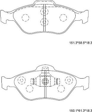 Asimco KD3736 - Bremžu uzliku kompl., Disku bremzes ps1.lv