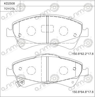 Asimco KD2508 - Bremžu uzliku kompl., Disku bremzes ps1.lv