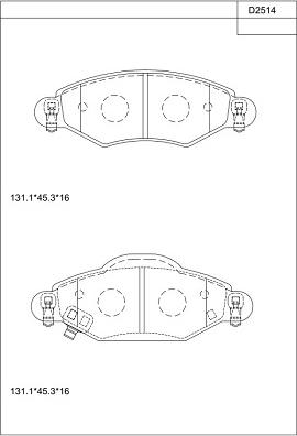 Asimco KD2514 - Bremžu uzliku kompl., Disku bremzes ps1.lv