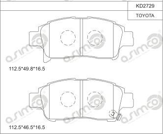 Asimco KD2729 - Bremžu uzliku kompl., Disku bremzes ps1.lv