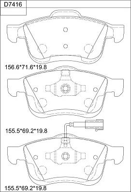 Asimco KD7416 - Bremžu uzliku kompl., Disku bremzes ps1.lv