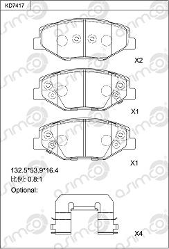 Asimco KD7417 - Bremžu uzliku kompl., Disku bremzes ps1.lv