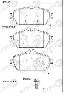 Asimco KD7487 - Bremžu uzliku kompl., Disku bremzes ps1.lv