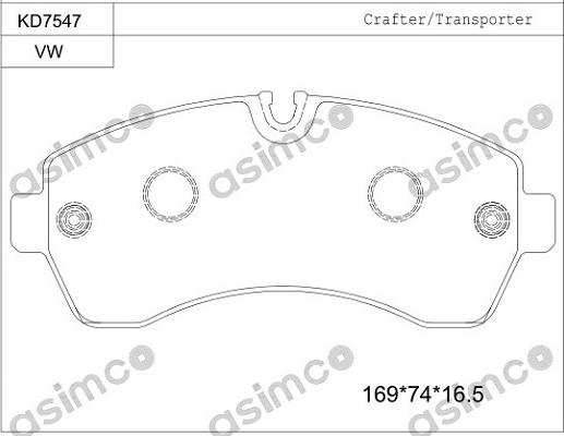 Asimco KD7547 - Bremžu uzliku kompl., Disku bremzes ps1.lv