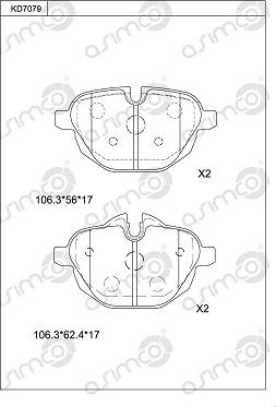 Asimco KD7079 - Bremžu uzliku kompl., Disku bremzes ps1.lv