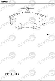 Asimco KD7169 - Bremžu uzliku kompl., Disku bremzes ps1.lv