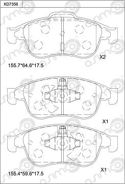 Asimco KD7356 - Bremžu uzliku kompl., Disku bremzes ps1.lv