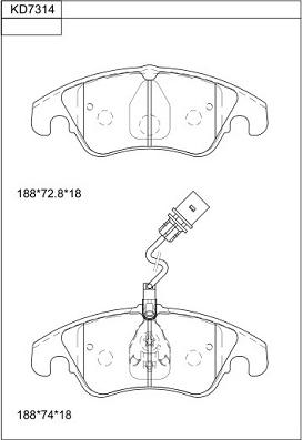 Asimco KD7314 - Bremžu uzliku kompl., Disku bremzes ps1.lv