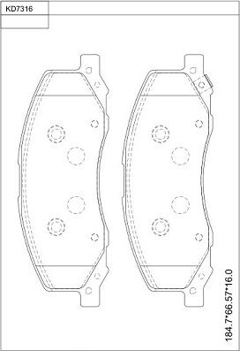 Asimco KD7316 - Bremžu uzliku kompl., Disku bremzes ps1.lv