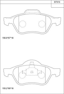 Asimco KD7313 - Bremžu uzliku kompl., Disku bremzes ps1.lv