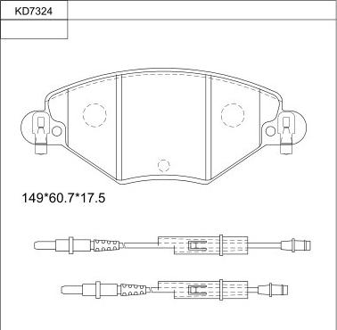 Asimco KD7324 - Bremžu uzliku kompl., Disku bremzes ps1.lv