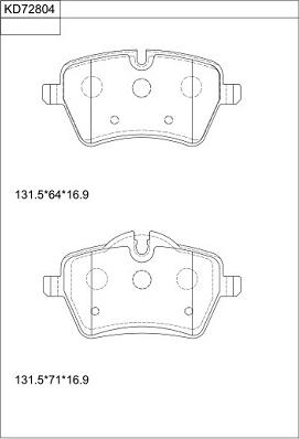 Asimco KD72804 - Bremžu uzliku kompl., Disku bremzes ps1.lv