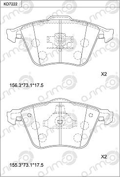 Asimco KD7222 - Bremžu uzliku kompl., Disku bremzes ps1.lv