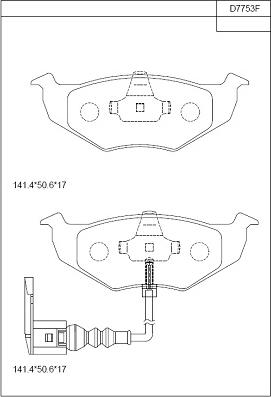 Asimco KD7753F - Bremžu uzliku kompl., Disku bremzes ps1.lv