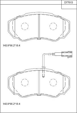 Asimco KD77613 - Bremžu uzliku kompl., Disku bremzes ps1.lv