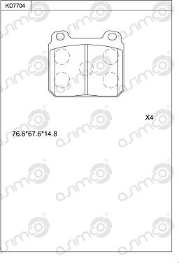 Asimco KD7704 - Bremžu uzliku kompl., Disku bremzes ps1.lv