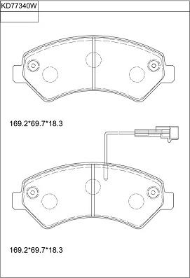 Asimco KD77340W - Bremžu uzliku kompl., Disku bremzes ps1.lv