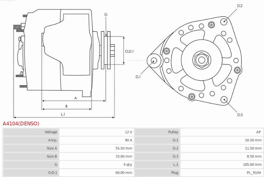 AS-PL A4104(DENSO) - Ģenerators ps1.lv