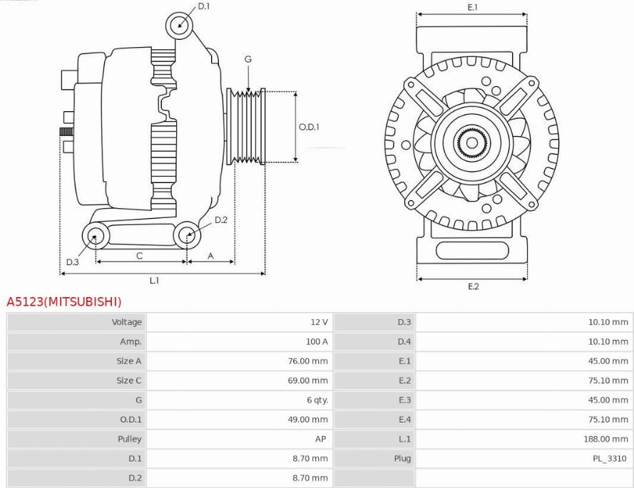 AS-PL A5123(MITSUBISHI) - Ģenerators ps1.lv