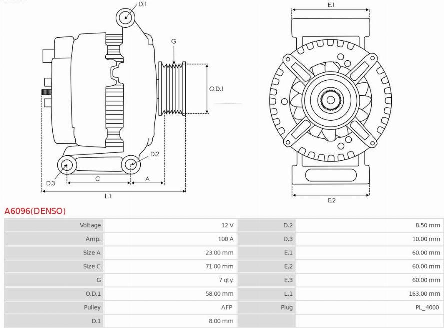 AS-PL A6096(DENSO) - Ģenerators ps1.lv