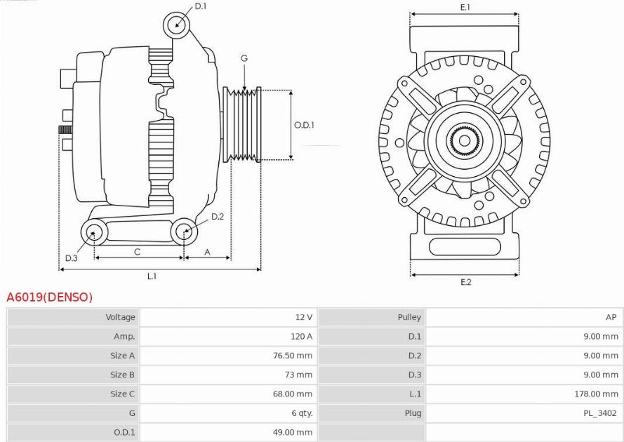 AS-PL A6019(DENSO) - Ģenerators ps1.lv