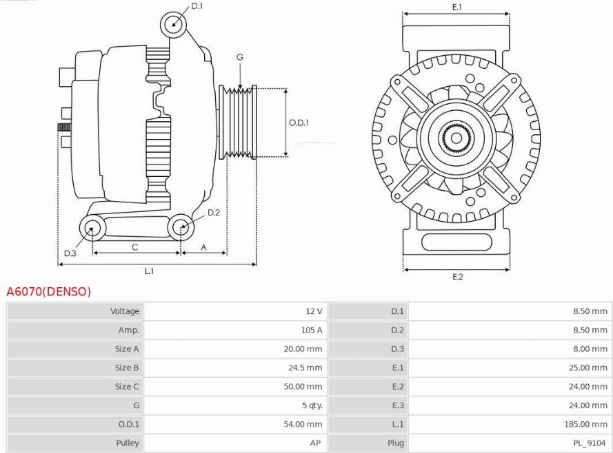 AS-PL A6070(DENSO) - Ģenerators ps1.lv