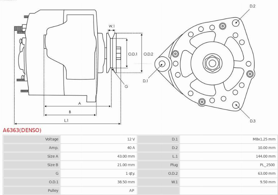 AS-PL A6363(DENSO) - Ģenerators ps1.lv